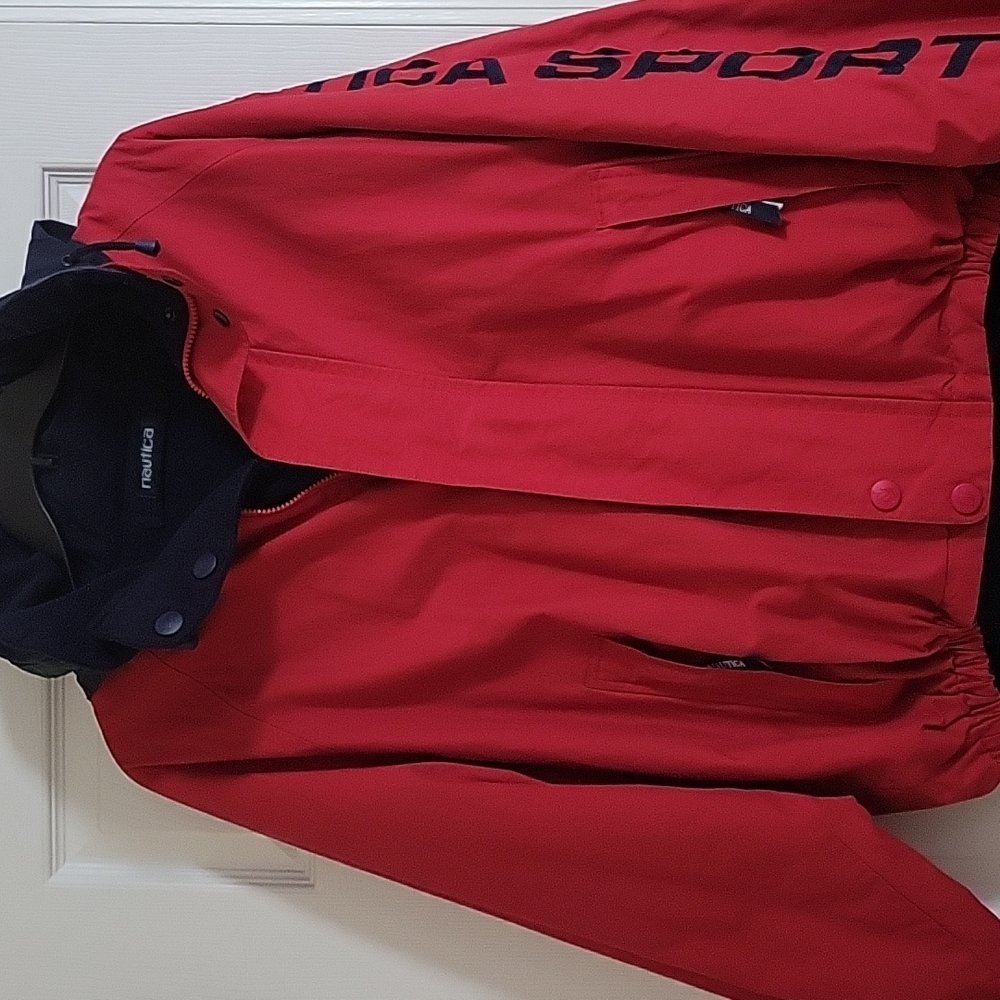 Nautica Red Reversible Navy Blue Fleece Jacket